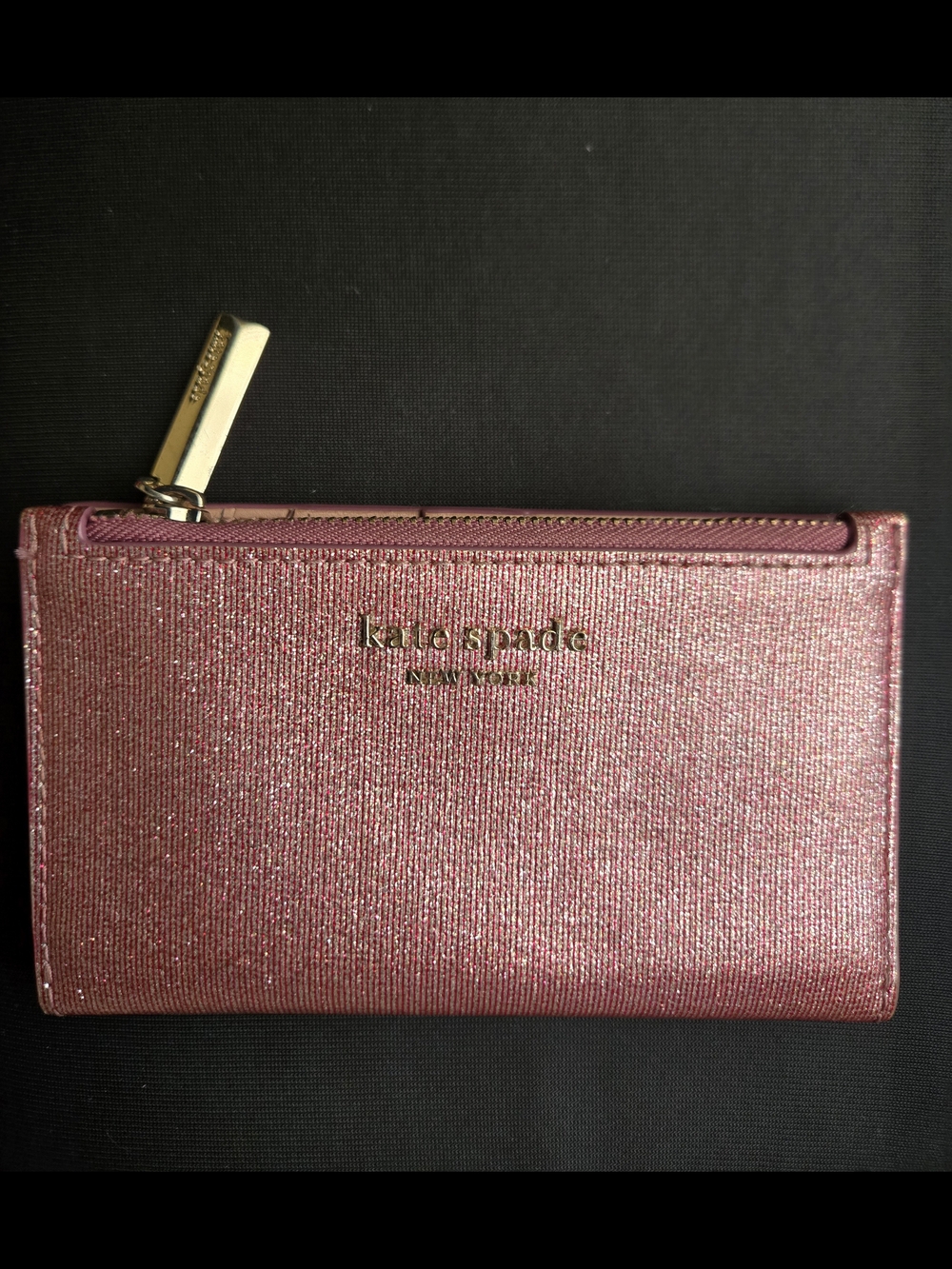 kate spade glitter pink zip wallet